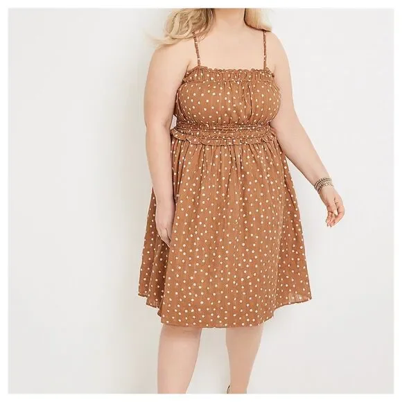 Maurices Polka Dot Smocked Dress - Picture 1 of 4